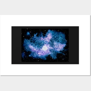 Watercolor Violet Shine and Blue Nebula Posters and Art